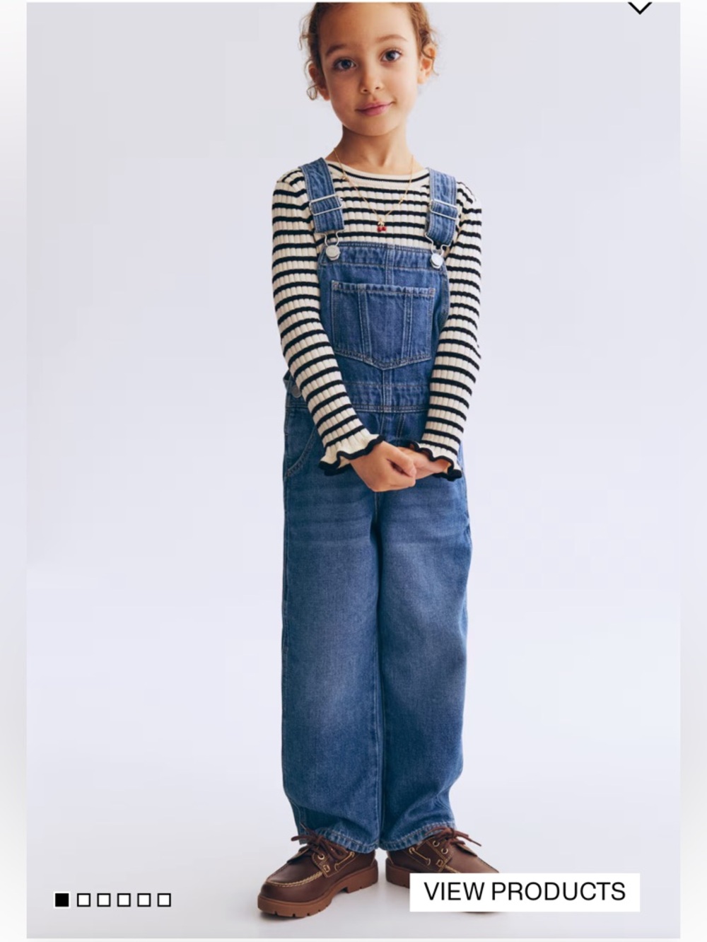 H&M Girls Blue Wash Denim Overalls Size 6x